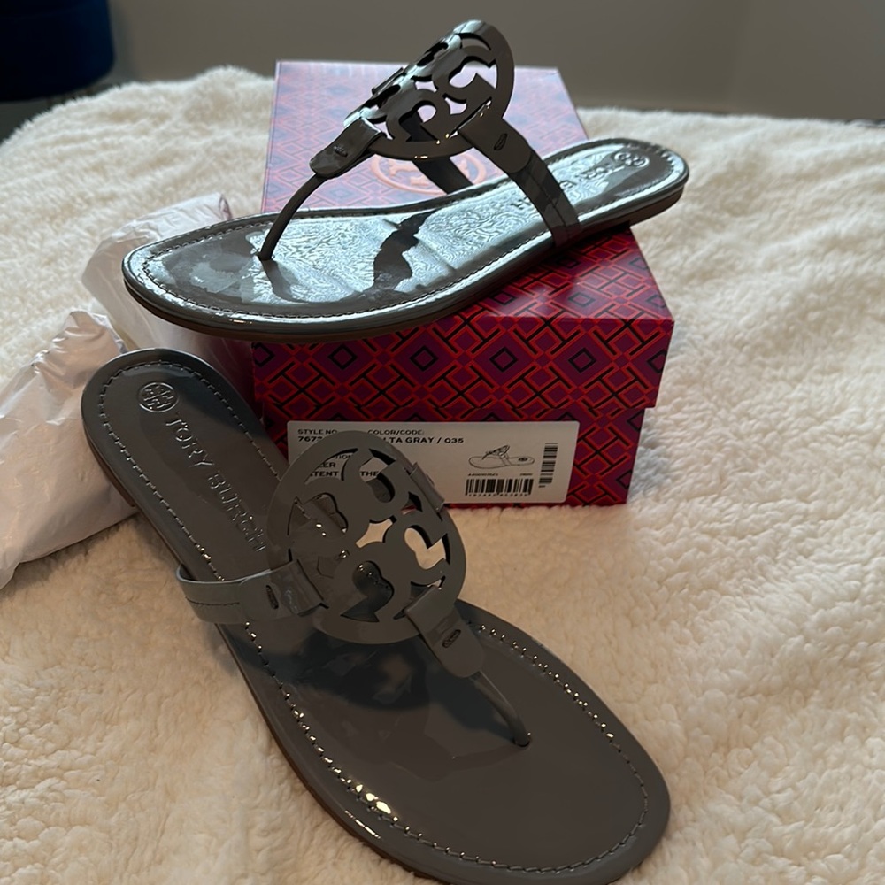 Tory Burch Miller Patent Leather sandal size 12 in Malta Gray